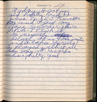 12 Feb 1966 diary page